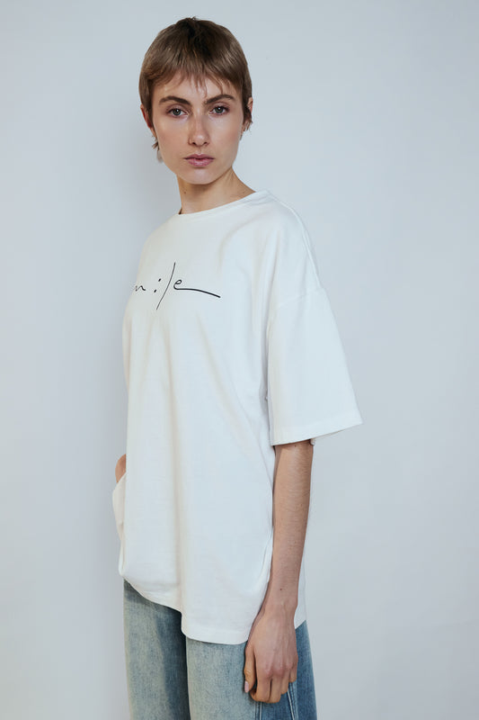 T-SHIRT SMILE BLANC