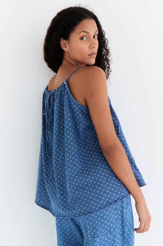 TOP LUNA BLEU JEAN POIS