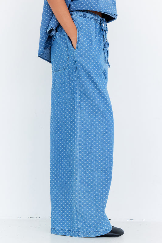 PANTALON LUNA BLEU JEAN POIS