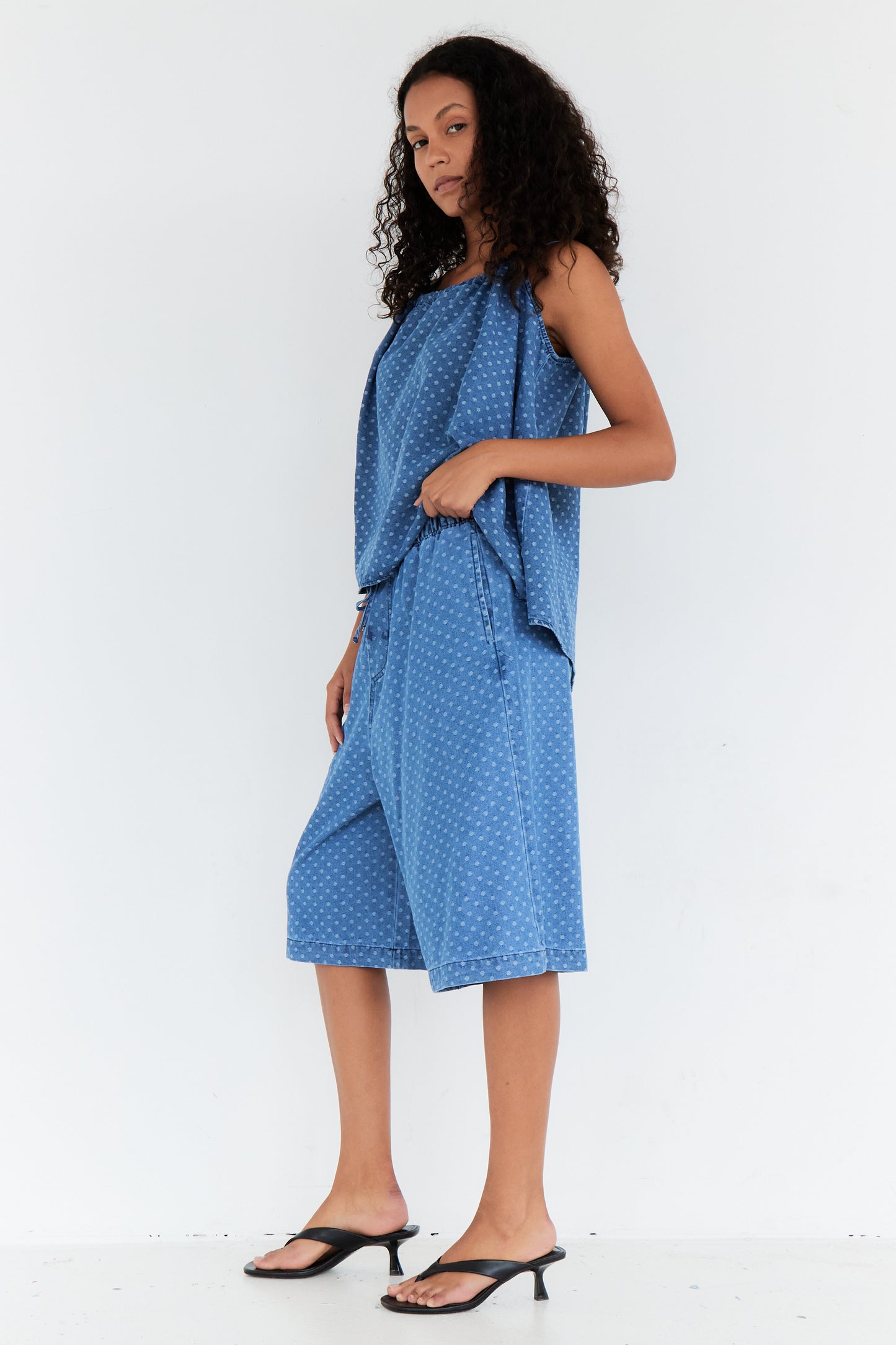 SHORT LUNA BLEU JEAN POIS