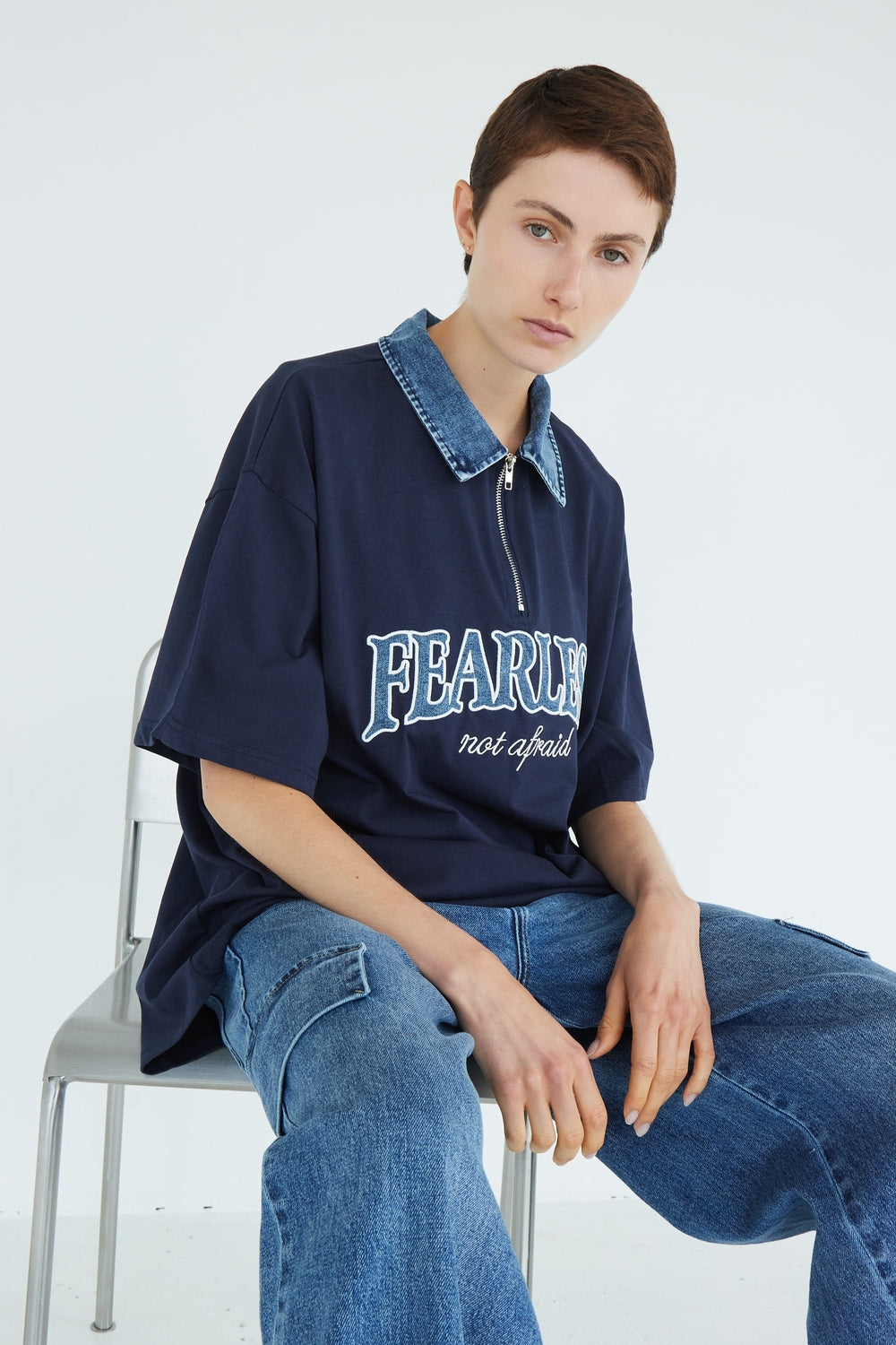 T-SHIRT FEARLESS BLEU