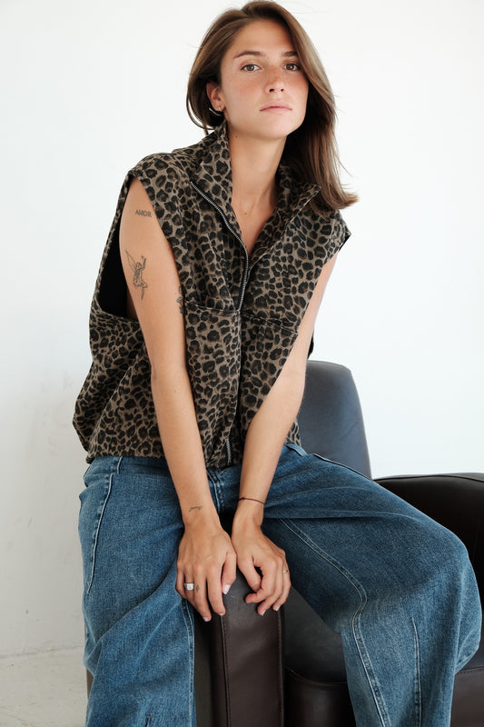 GILET ROUX LEOPARD