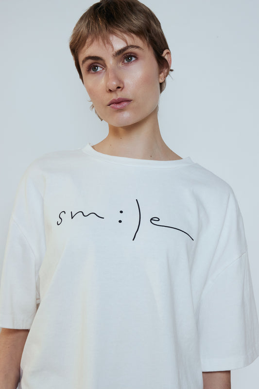 T-SHIRT SMILE BLANC