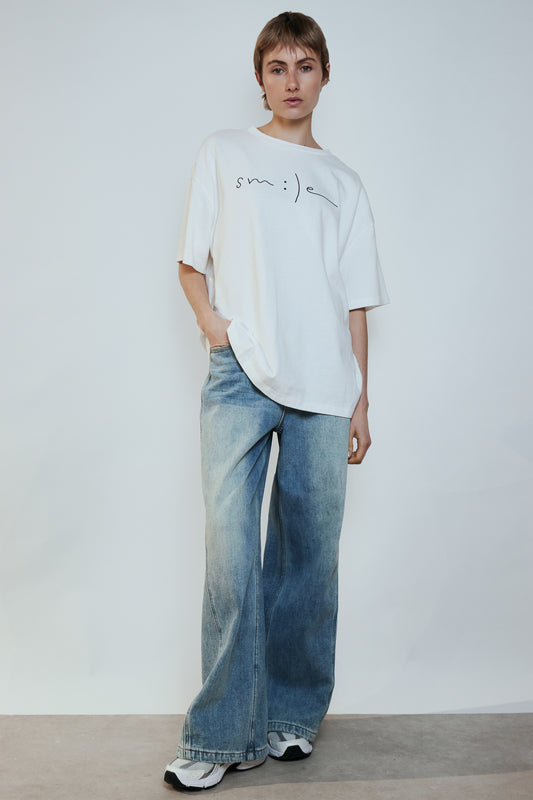 T-SHIRT SMILE BLANC