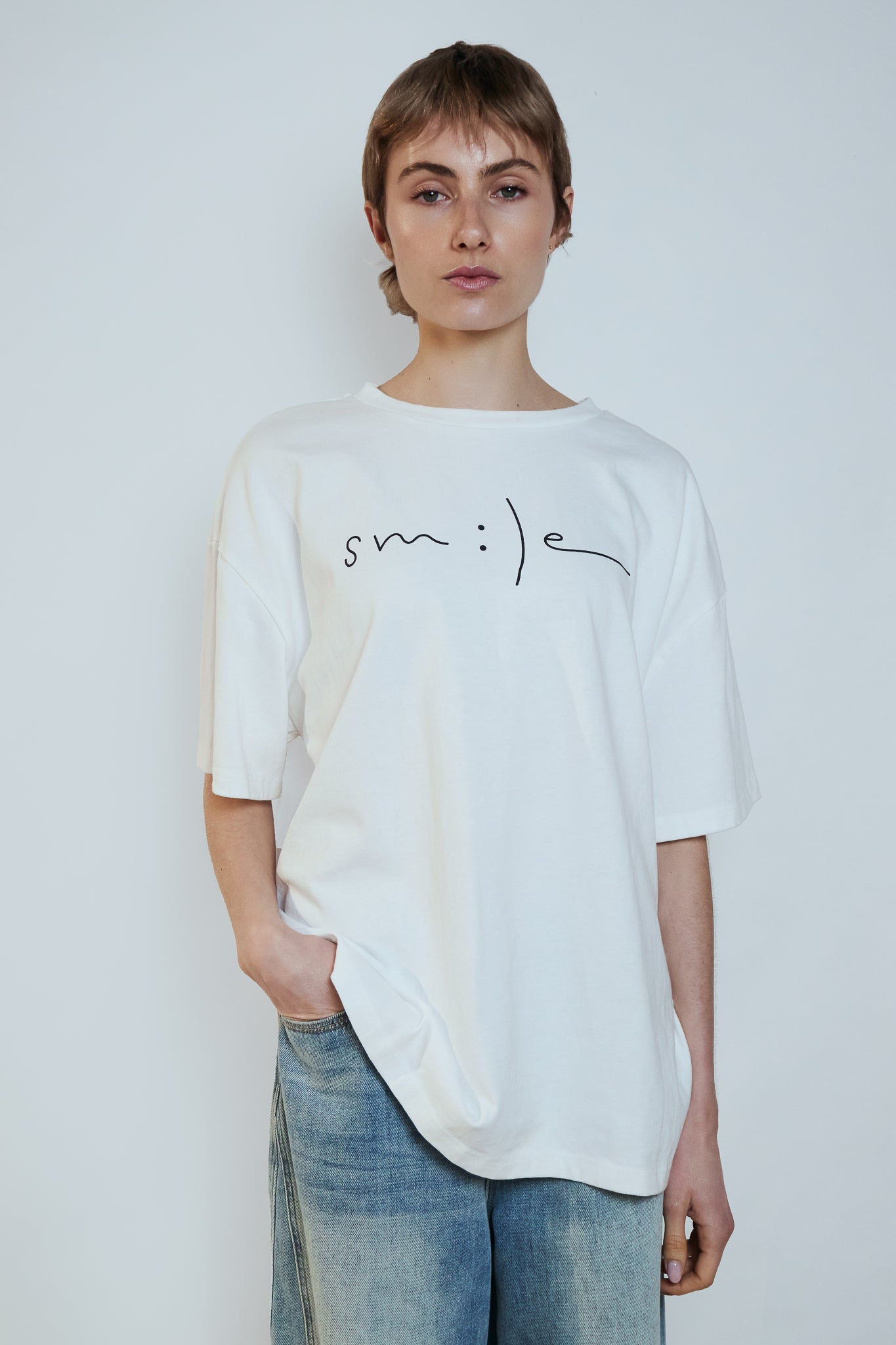T-SHIRT SMILE BLANC