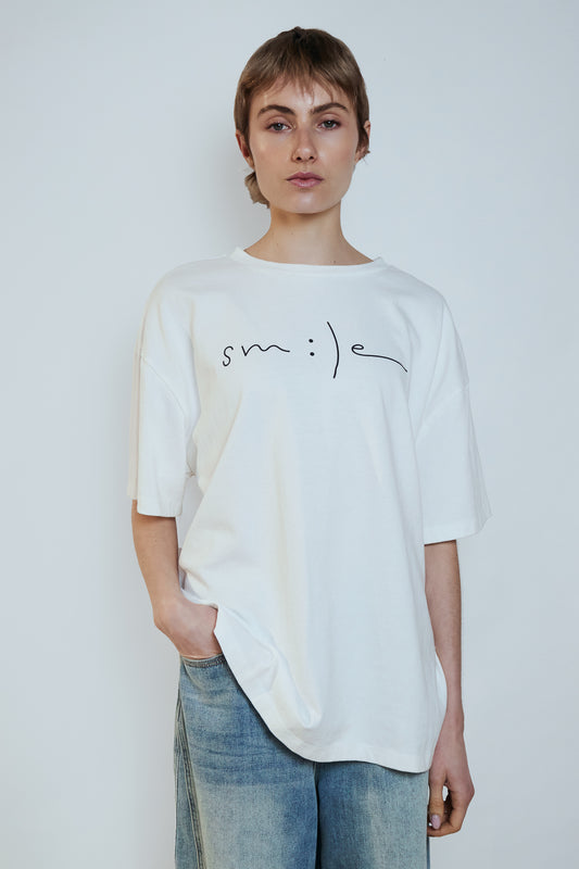 T-SHIRT SMILE BLANC