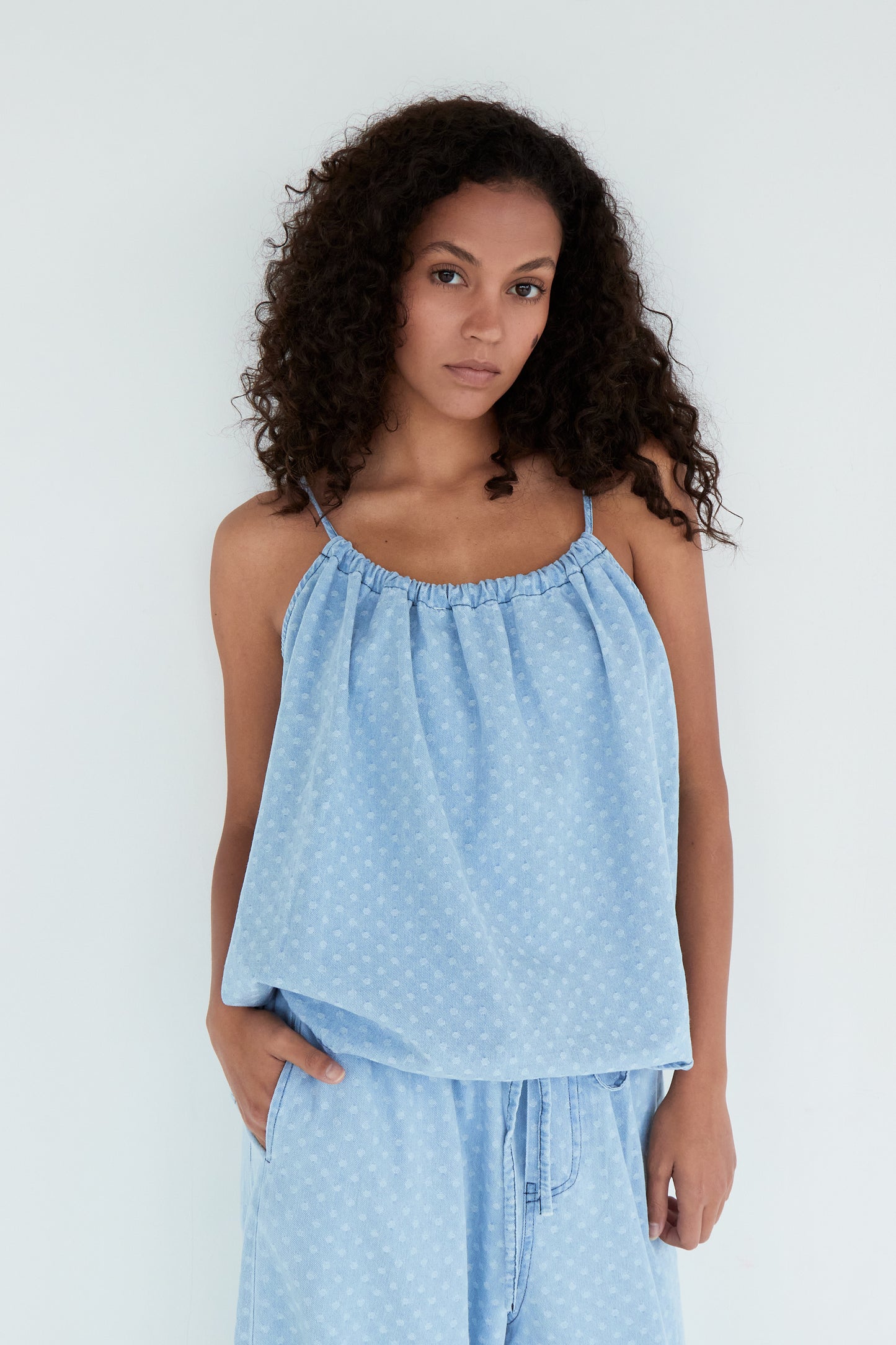 TOP LUNA BLEU CIEL POIS