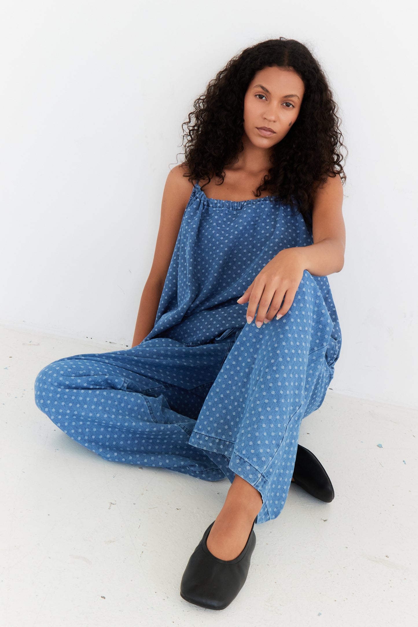 PANTALON LUNA BLEU JEAN POIS