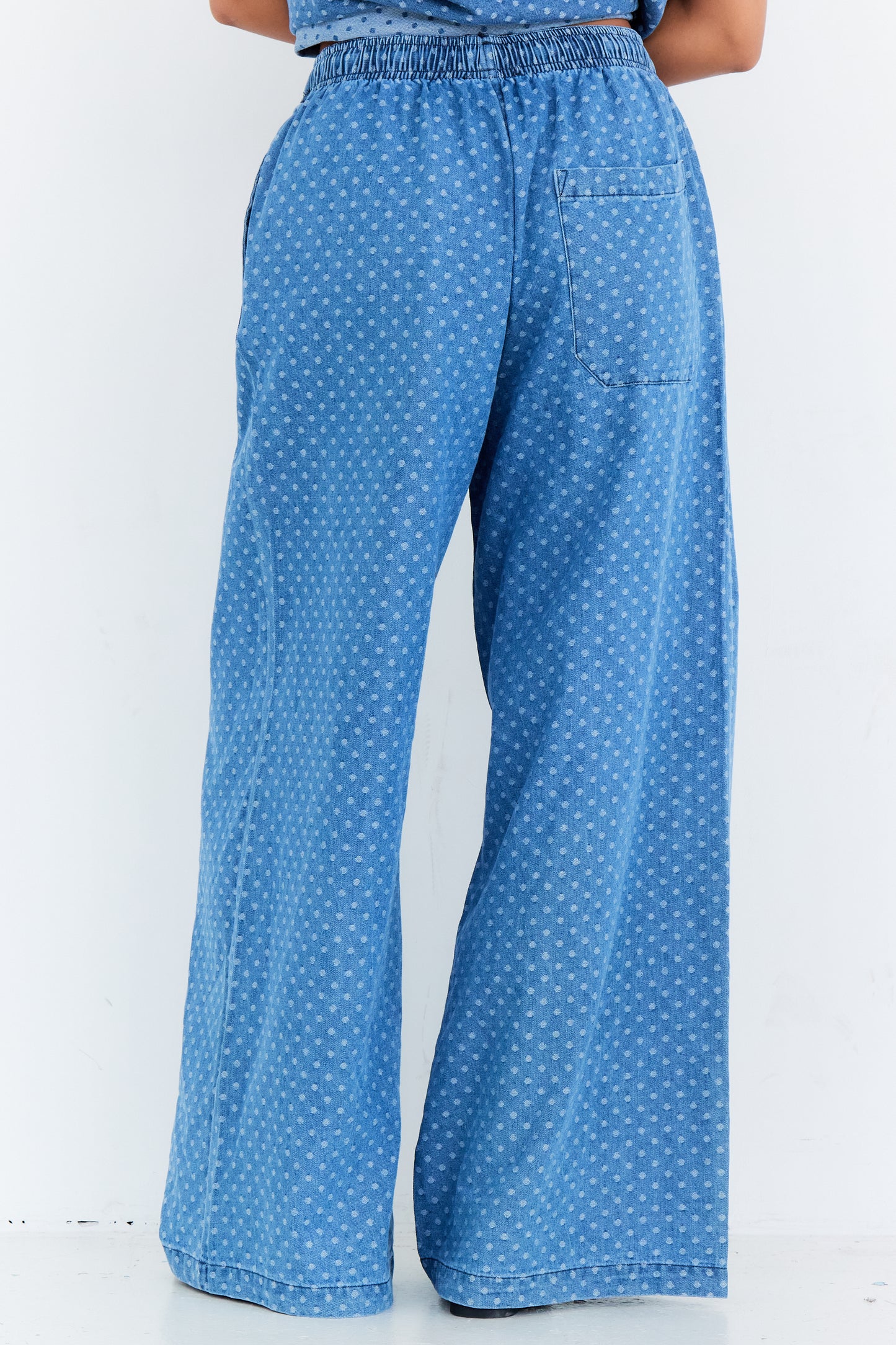 PANTALON LUNA BLEU JEAN POIS