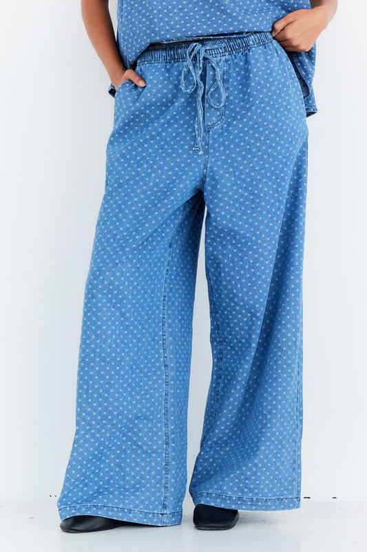 PANTALON LUNA BLEU JEAN POIS
