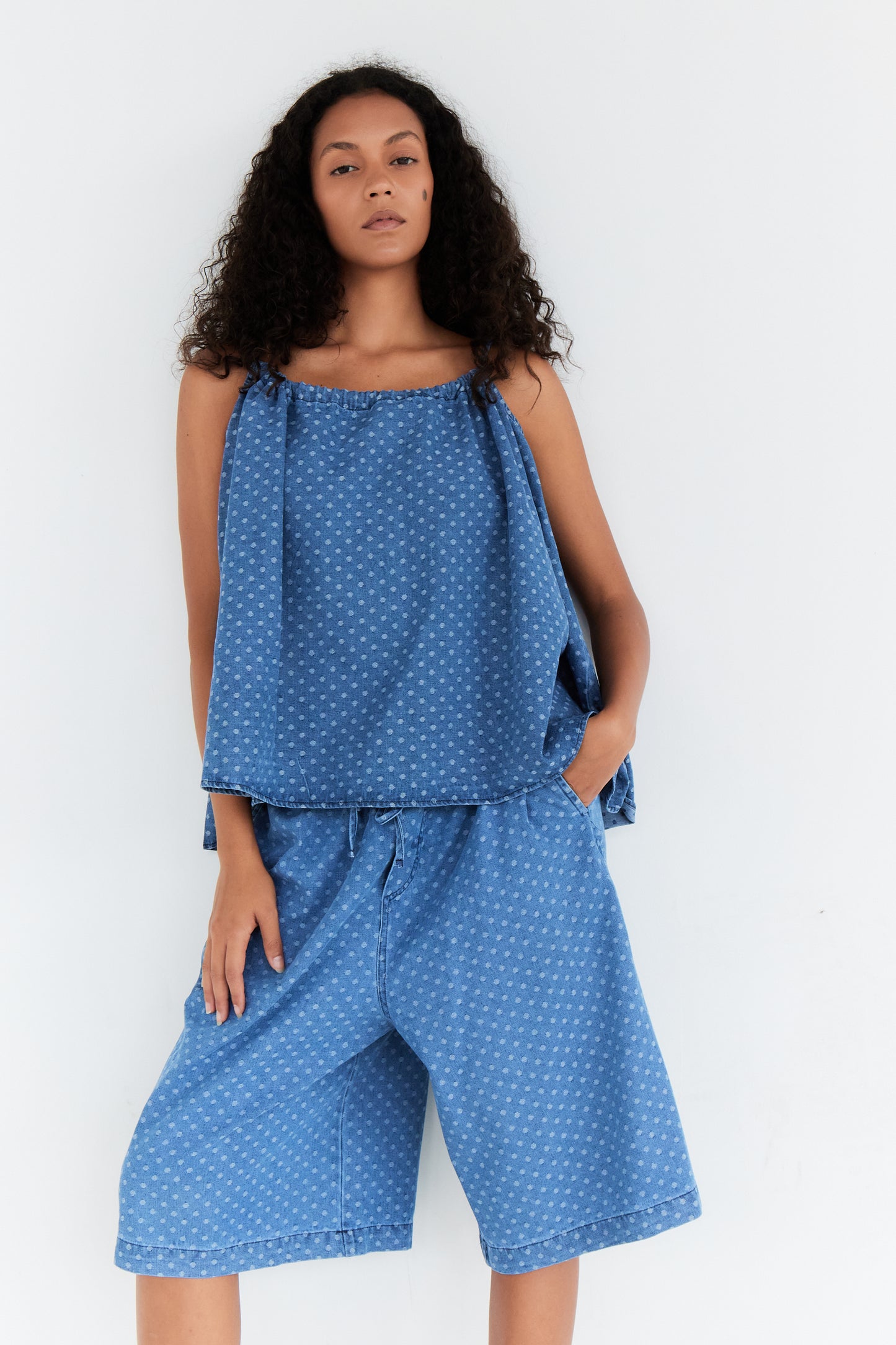 SHORT LUNA BLEU JEAN POIS