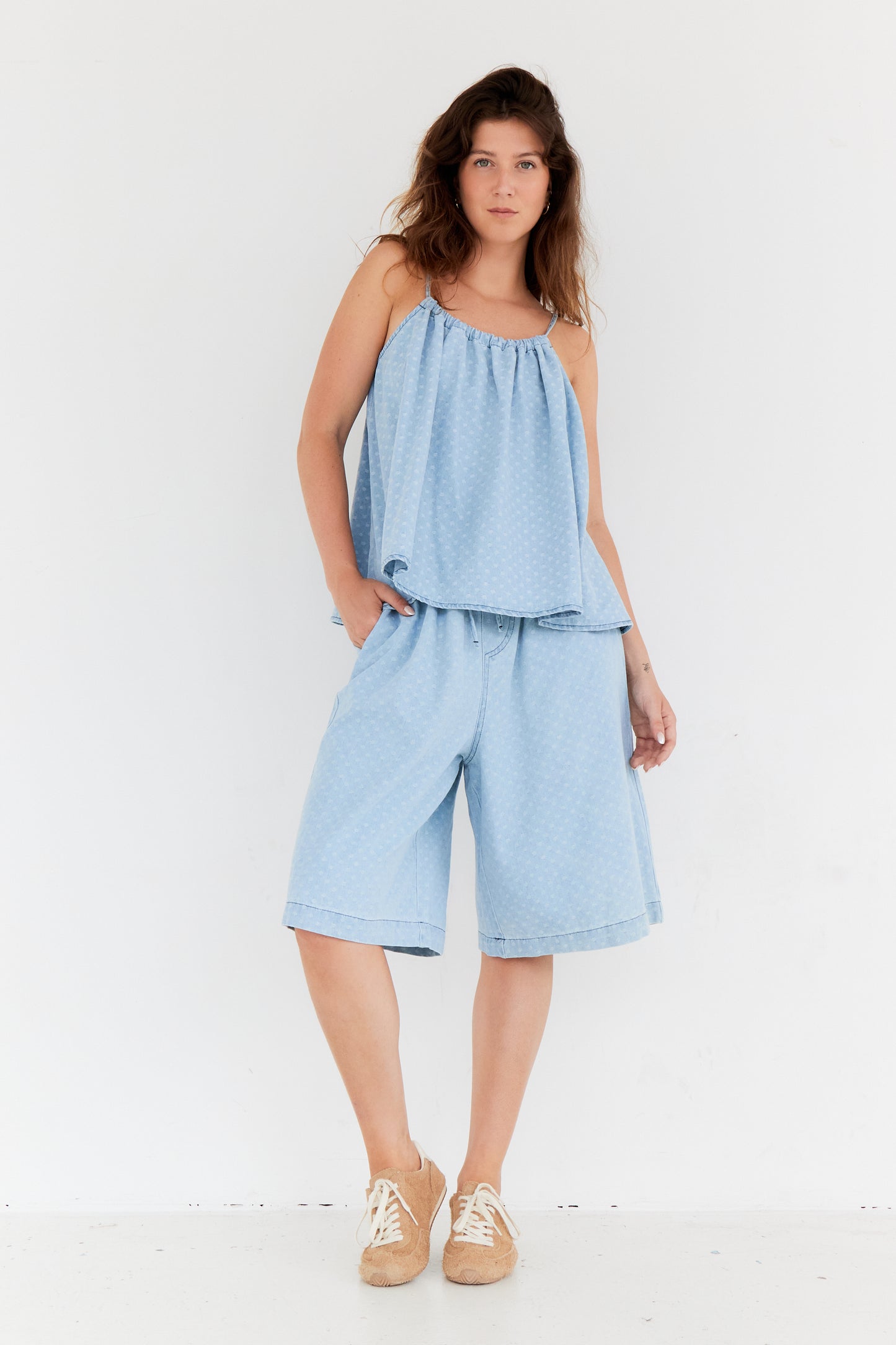 SHORT LUNA BLEU CIEL POIS