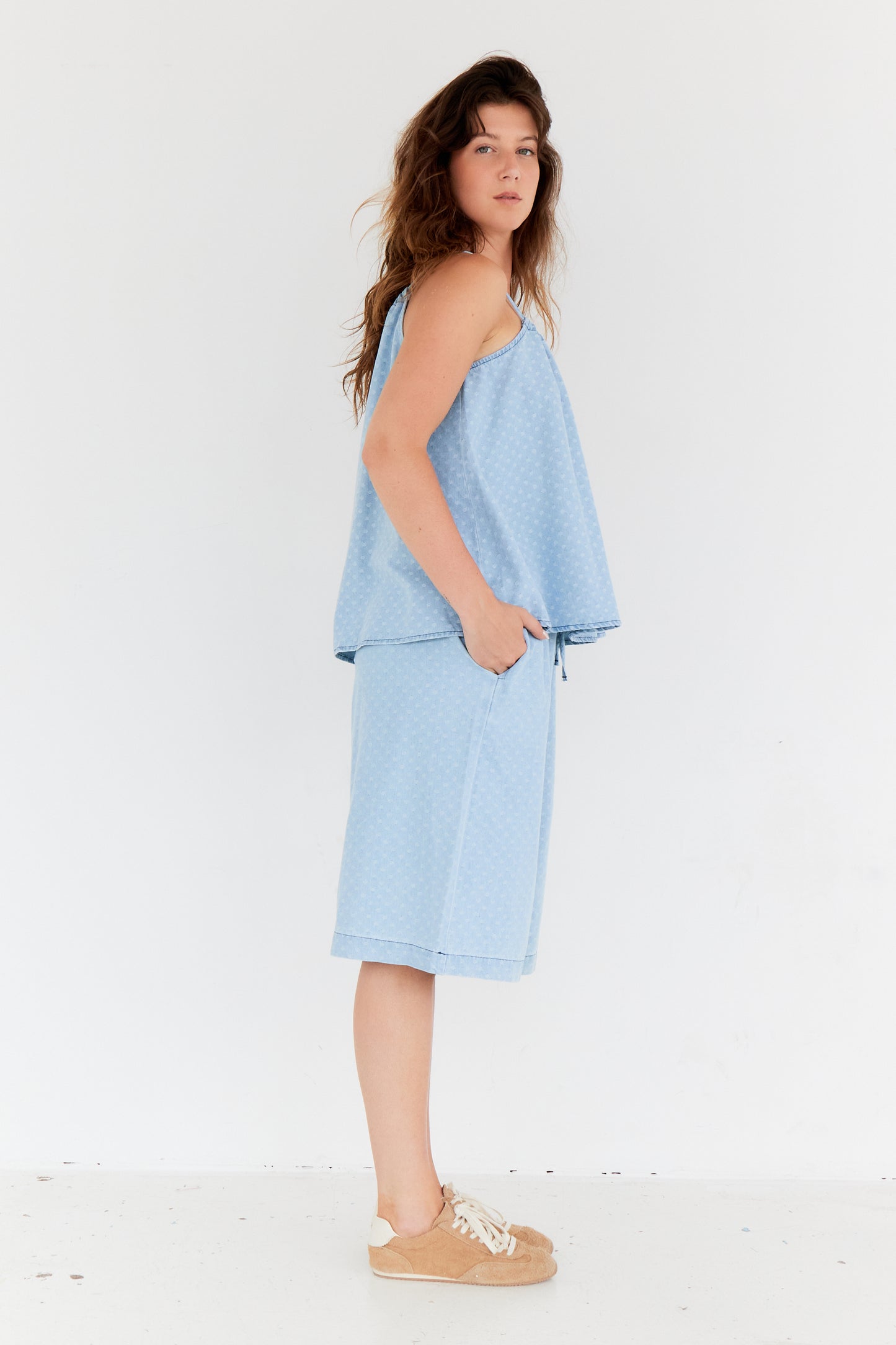 SHORT LUNA BLEU CIEL POIS