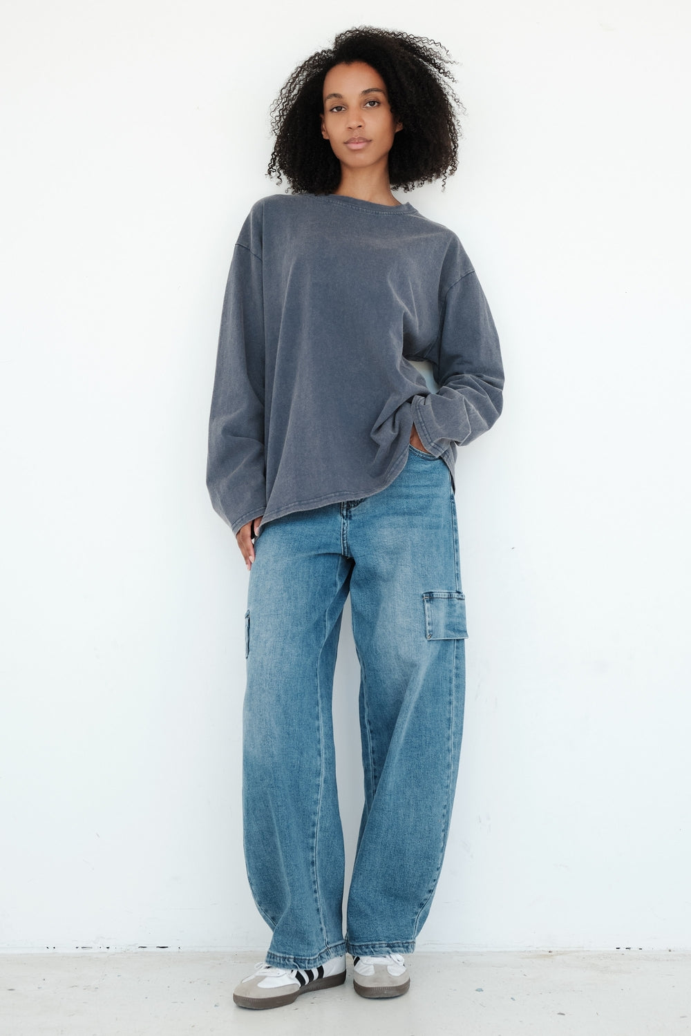TOP COLINE BLEU GRIS
