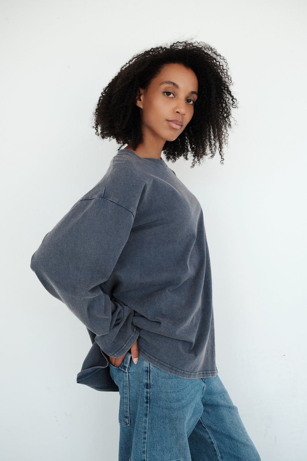 TOP COLINE BLEU GRIS