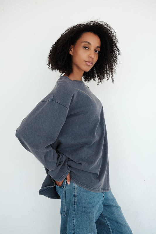 TOP COLINE BLEU GRIS